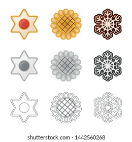 Vector illustration of biscuit and bake icon. Set of biscuit and chocolate vector icon for stock.