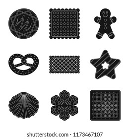 Vector illustration of biscuit and bake logo. Set of biscuit and chocolate stock vector illustration.