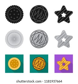 Vector illustration of biscuit and bake logo. Collection of biscuit and chocolate stock vector illustration.