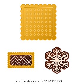 Vector illustration of biscuit and bake logo. Collection of biscuit and chocolate stock vector illustration.