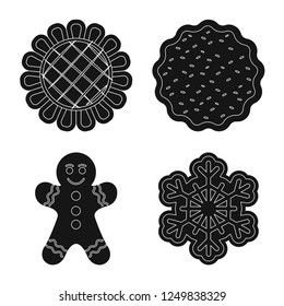 Vector illustration of biscuit and bake logo. Collection of biscuit and chocolate stock symbol for web.