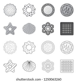 Vector illustration of biscuit and bake logo. Set of biscuit and chocolate vector icon.