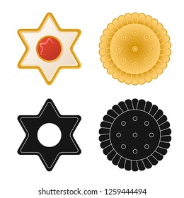 Vector illustration of biscuit and bake logo. Collection of biscuit and chocolate stock symbol for web.
