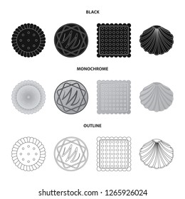 Vector illustration of biscuit and bake logo. Collection of biscuit and chocolate vector icon for stock.