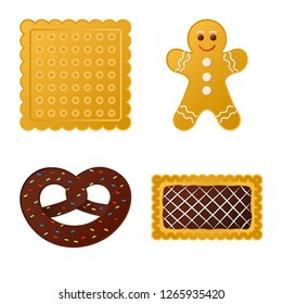 Vector illustration of biscuit and bake logo. Collection of biscuit and chocolate vector icon for stock.