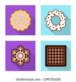 Vector illustration of biscuit and bake logo. Collection of biscuit and chocolate stock vector illustration.