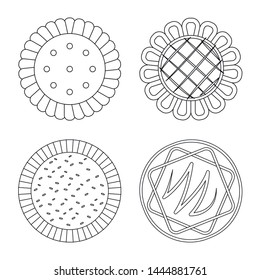 Vector illustration of biscuit and bake logo. Collection of biscuit and chocolate stock symbol for web.