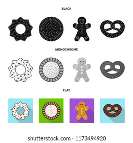 Vector illustration of biscuit and bake sign. Collection of biscuit and chocolate stock vector illustration.
