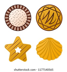 Vector illustration of biscuit and bake sign. Set of biscuit and chocolate stock vector illustration.