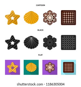Vector illustration of biscuit and bake sign. Set of biscuit and chocolate vector icon for stock.