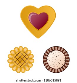 Vector illustration of biscuit and bake sign. Collection of biscuit and chocolate stock symbol for web.