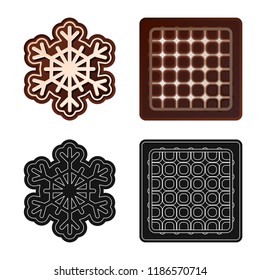 Vector illustration of biscuit and bake sign. Set of biscuit and chocolate stock symbol for web.