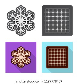 Vector illustration of biscuit and bake sign. Collection of biscuit and chocolate vector icon for stock.