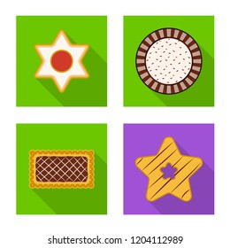 Vector illustration of biscuit and bake sign. Collection of biscuit and chocolate vector icon for stock.