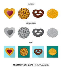 Vector illustration of biscuit and bake sign. Collection of biscuit and chocolate vector icon for stock.