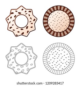 Vector illustration of biscuit and bake sign. Set of biscuit and chocolate stock symbol for web.