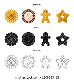 Vector illustration of biscuit and bake sign. Collection of biscuit and chocolate stock symbol for web.