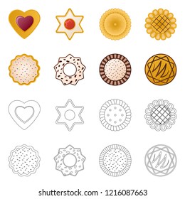 Vector illustration of biscuit and bake sign. Collection of biscuit and chocolate vector icon for stock.
