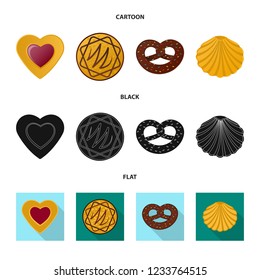 Vector illustration of biscuit and bake sign. Collection of biscuit and chocolate stock vector illustration.