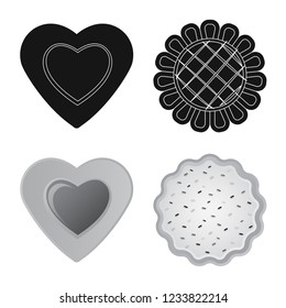 Vector illustration of biscuit and bake sign. Set of biscuit and chocolate stock symbol for web.