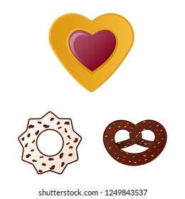 Vector illustration of biscuit and bake sign. Collection of biscuit and chocolate stock symbol for web.