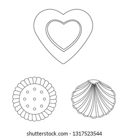 Vector illustration of biscuit and bake sign. Set of biscuit and chocolate stock symbol for web.