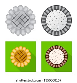 Vector illustration of biscuit and bake sign. Set of biscuit and chocolate vector icon for stock.