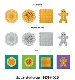Vector illustration of biscuit and bake sign. Collection of biscuit and chocolate stock vector illustration.