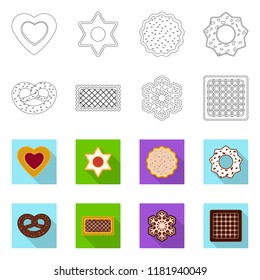 Vector illustration of biscuit and bake symbol. Set of biscuit and chocolate vector icon for stock.