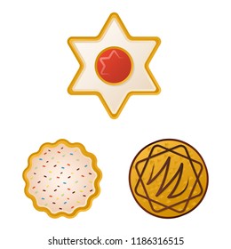 Vector illustration of biscuit and bake symbol. Set of biscuit and chocolate stock symbol for web.