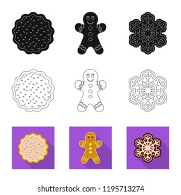 Vector illustration of biscuit and bake symbol. Set of biscuit and chocolate stock vector illustration.
