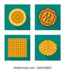 Vector illustration of biscuit and bake symbol. Set of biscuit and chocolate stock symbol for web.
