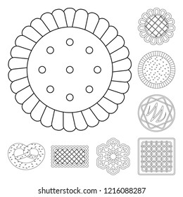 Vector illustration of biscuit and bake symbol. Collection of biscuit and chocolate vector icon for stock.