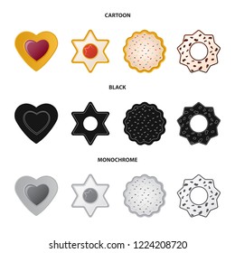Vector illustration of biscuit and bake symbol. Collection of biscuit and chocolate stock symbol for web.