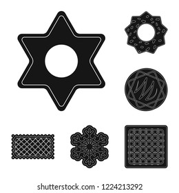 Vector illustration of biscuit and bake symbol. Set of biscuit and chocolate vector icon for stock.