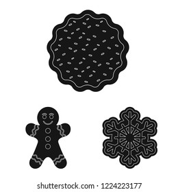 Vector illustration of biscuit and bake symbol. Collection of biscuit and chocolate stock symbol for web.