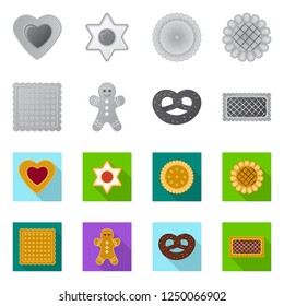 Vector illustration of biscuit and bake symbol. Collection of biscuit and chocolate vector icon.