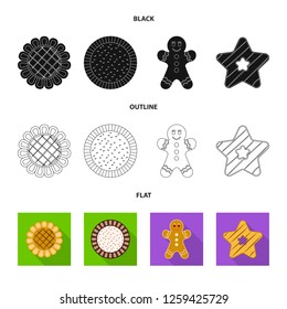Vector illustration of biscuit and bake symbol. Collection of biscuit and chocolate stock symbol for web.