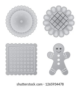 Vector illustration of biscuit and bake symbol. Collection of biscuit and chocolate stock symbol for web.
