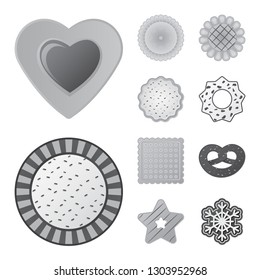 Vector illustration of biscuit and bake symbol. Collection of biscuit and chocolate stock symbol for web.