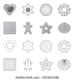 Vector illustration of biscuit and bake symbol. Collection of biscuit and chocolate stock symbol for web.