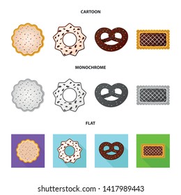 Vector illustration of biscuit and bake symbol. Collection of biscuit and chocolate stock vector illustration.
