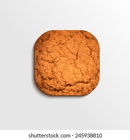 Vector illustration of biscuit square button, isolated on grey background, eps10.