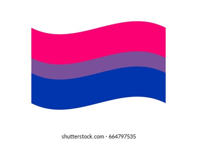 Vector illustration of the Bisexual flag on white background. LGBT symbols topic.