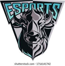 Vector illustration of bison head logo mascot sports gaming 