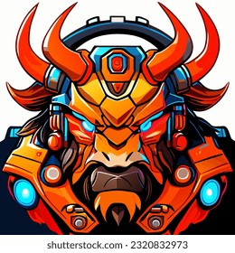 vector illustration of bison robot
