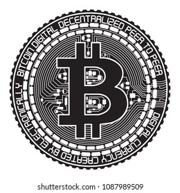 Vector illustration of Bitcoin Black and White