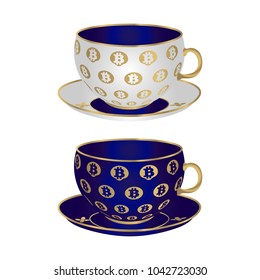 vector illustration, bitcoin business, tea