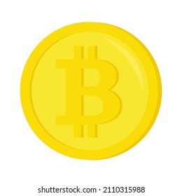 Vector illustration of a bitcoin in cartoon style isolated on a white background.