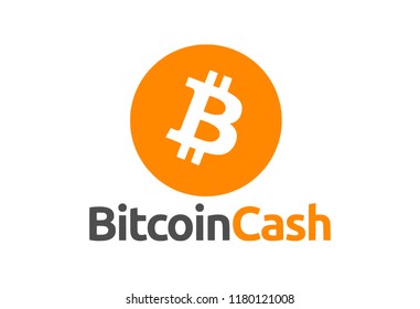 Vector illustration of Bitcoin Cash icon. Based on blockchain technology. Concept logo sticker for print or web.